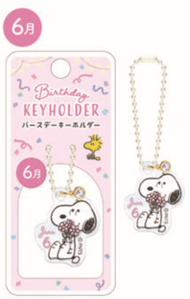 クラ129636 【送料無料】【スヌーピー】【SNOOPY】バースデーキーホルダー【6月】【ピーナッツ】【ウッドストック】【キーリング】【チャーム】【鍵】【誕生日】【雑貨】【グッズ】【かわいい】