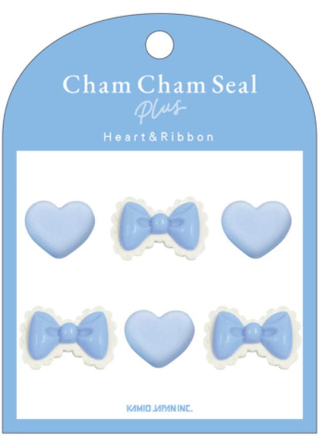 カミ230356 【送料無料】　【10枚セット】　【セット】　【セット商品】　オリジナル　CHAM CHAM SEAL PLUSハート×リボン　ステッカー　シール　プチ　ミニ　デコ　ワンポイント　文房具　雑貨　グッズ　かわいい