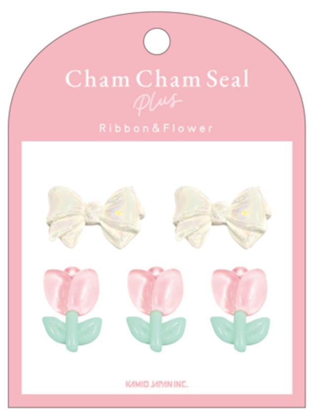 カミ230357 【送料無料】　【10枚セット】　【セット】　【セット商品】　オリジナル　CHAM CHAM SEAL PLUSリボン×フラワー　ステッカー　シール　プチ　ミニ　デコ　ワンポイント　文房具　雑貨　グッズ　かわいい