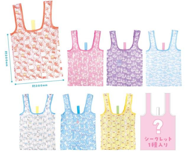 ティセット272129 【送料無料】　【8個セット】　【セット】　【セット商品】　サンリオキャラクターズ　シークレットエコバッグサンリオ　かばん　カバン　鞄　袋　収納　買い物　ショッピング　お出かけ　アウトドア　雑貨　グッズ　かわいい　【TE】