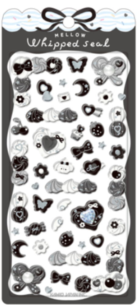カミ231404 【送料無料】　【10枚セット】　【セット】　【セット商品】　オリジナル　メロウホイップシールものくろほいっぷ　シール　ステッカー　デコ　プチ　ミニ　ワンポイント　文房具　雑貨　グッズ　かわいい