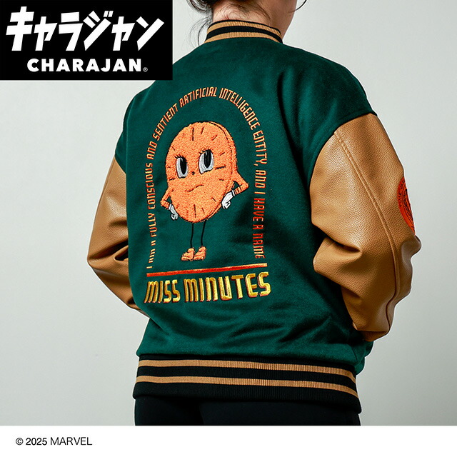 2505050100 【送料無料】　マーベルキャラクター　スタジャン3L　ミス・ミニッツ　ロキ　MARVEL　アメコミ　ヒーローズ　アニメ　映画　キャラジャン　アウター　ジャンパー　服　レディース　女性　メンズ　男性　ファッション　雑貨　グッズ　かわいい