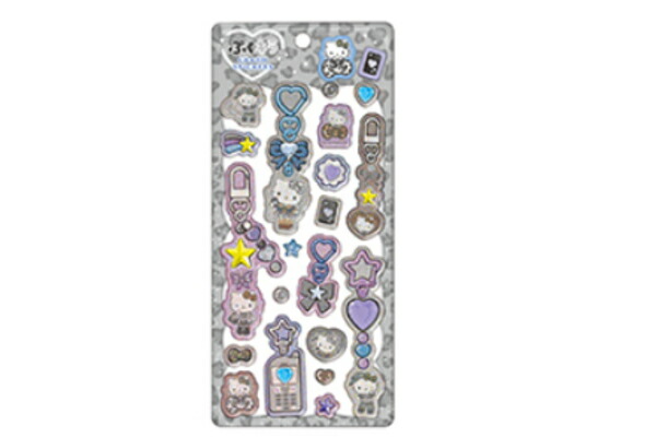 クラ137732 【送料無料】　【10枚セット】　【セット】　【セット商品】　サンリオキャラクターズ　ぷくキラチャームステッカーグランジギャル　ハローキティ　ステッカー　シール　ミニ　プチ　デコ　ワンポイント　文房具　学校　勉強　雑貨　グッズ　かわいい