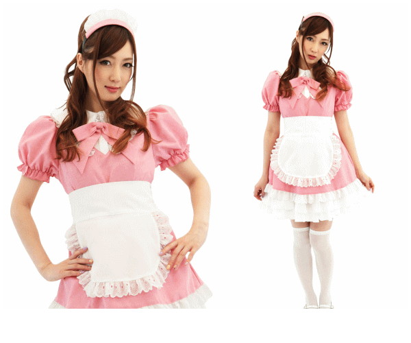 マカロン メイドメイド　ウェイトレス　店員　仮装　コスプレ　ギャザーたっぷりの贅沢仕立てなスイーツ系メイド服☆AOIコレクションのコスプレ♪コスチューム　　大の通販は 9,181円