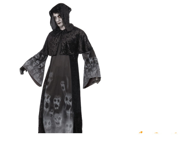 メンズ　70R522　亡霊ローブ幽霊　ホラー　亡霊　ゴースト　ケープ　フード　仮装　亡霊の恨みがローブに浮き出ているこわい衣装です☆AOIコレクションのコス♪ハロウィン　パーティ　コスプレ　衣装　コスチューム 5,483円