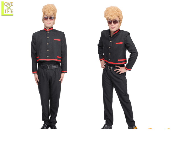 メンズ　学ラン 木更津 短ラン赤ライン　制服　コス　学校　不良　ヤンキー　仮装　衣装　コスプレ　コスチューム　Halloween　ハロウィン　パーティ　イベント　かわいい　学園祭から音楽イベント フェスなどで目立っちゃおうの通販は 5,515円