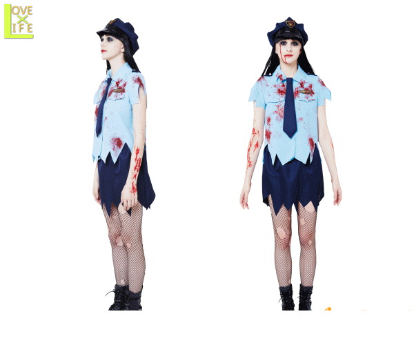 レディ　ブラッディーポリスポリス　警察　オバケ　ゾンビ　ゴースト　仮装　衣装　コスプレ　コスチューム　ハロウィン　パーティ　イベント　かわいい　今年のハロウィンはかわいい衣装でかっこよく着こなし 目立っちゃいましょうの通販は 5,930円