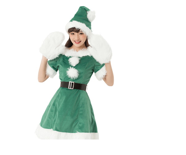 レディ　カラフルサンタグリーン　サンタ　クリスマス　仮装　衣装　コスプレ　コスチューム　サンタクロース　パーティ　イベント　かわいい