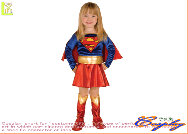 【キッズ】【88R5370】スーパーガール【キッズ】 【Superman】【仮装】【パーティ】光沢のある鮮やかカラーのドレス♪☆当店のコスプレ♪