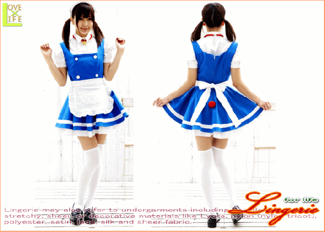 【最終価格】ネコ型メイド・ブルー【メイド】【ネコ型ロボット】【制服】【仮装】【パーティ】首輪には鈴付。歩くたびにチ