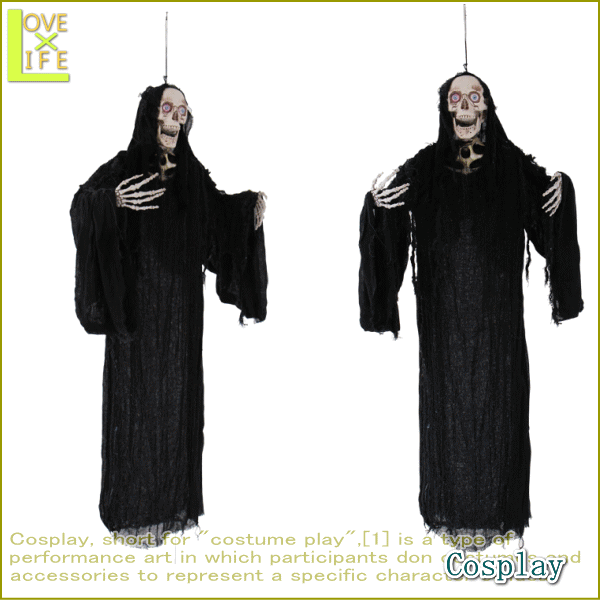Animated Hanging Black Reaper【生きすだま】【パープルアイ】【2012年新作】当店の一般受けハロウィン！続きもの☆オバケやゴース