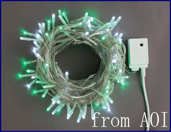 ホワイト・グリーンストレートライト100球LEDライト 【LED】【２０ 】【】【クリスマス】【イルミネーション】【電飾】【モチー