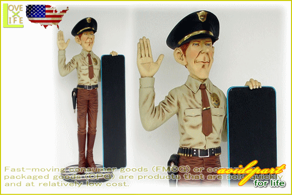 【アメリカン雑貨】【BIG SALES PROMOTION DOLL】警察とメニュー【POLICE MAN WITH MENU】【黒板】【メニュー】【大型商品】【人形】【アの通販は