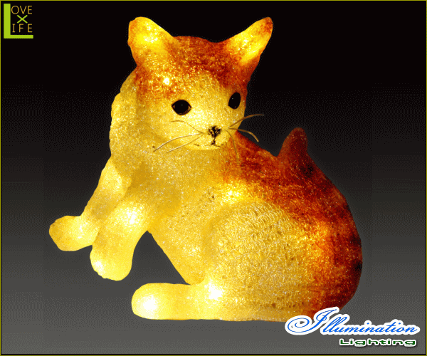 イルミネーション】LEDクリスタル キャット【ねこ】【ネコ】【猫