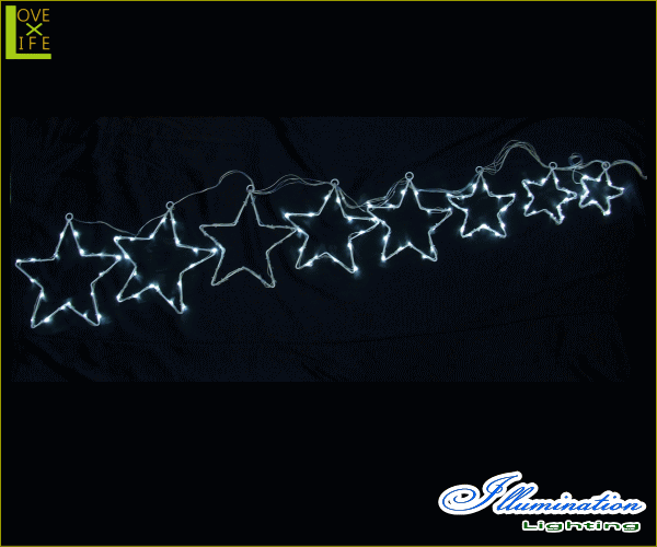 【イルミネーション】LED スター8連【星】【流星】【つらら】【スター】【流れ星】【吊るし】【2Ｄ】【装飾】【飾り】【アート】【輝き】【電飾】【モチーフ】【クリスマス】【クリスタル】【かわいい】今年もキュートなモチーフが多数新登場 かわいく飾り付け