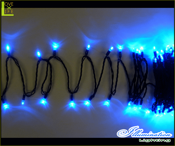 【イルミネーション】LED ストレートライト【100球】【ブルー】【工事用】【ブラックコード】【LEDライト】【ストレート】【電飾】【装飾】【クリスマス】【輝き】【美しい】【かわいい】【イルミ】【ライト】