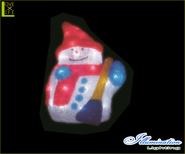 【電源セット】【イルミネーション】スノーマン【B】【雪だるま】【クリスタル】【立体】【サンタさん】【グロー】【LED】【クリスマス】【電飾】【モチーフ】【かわいい】
