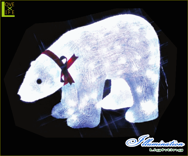 イルミネーション】白クマ【L】【くま】【熊】【クリスタル】【立体