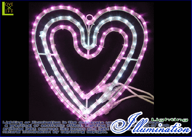 【LEDモチーフ】【20 】LED　トリプルハート【ハート】【ピンク】ピンクとホワイトのコンビでかわいいハートが仕上がりました♪美しい点