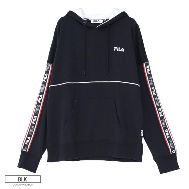 Fila ロゴテーププルパーカー ブランド スウェット メンズ レディース 裏毛 裏起毛 ペアルック ワンポイント ロゴ 黒 白 ブラック ホワイの通販はau Pay マーケット Outfit Au Pay マーケット店