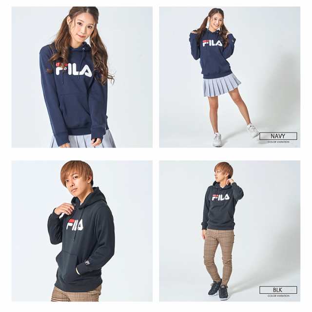 FILA フィラ デカ ロゴ プリントプルパーカー レディース メンズ