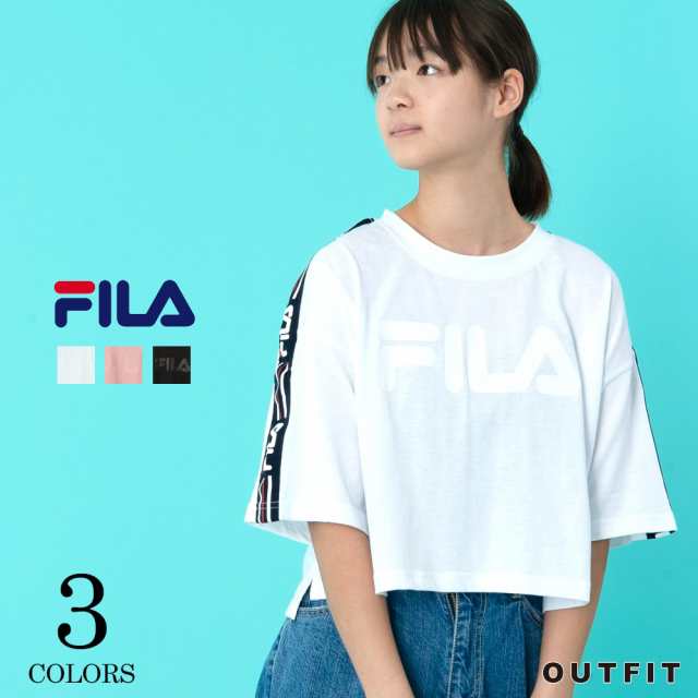 還元祭クーポン対象店 Fila フィラ レディース ショート丈ロゴニットテープtシャツ 高校生 中学生 小学生 スポーツブランド 女の子 かの通販はau Pay マーケット Outfit Au Pay マーケット店