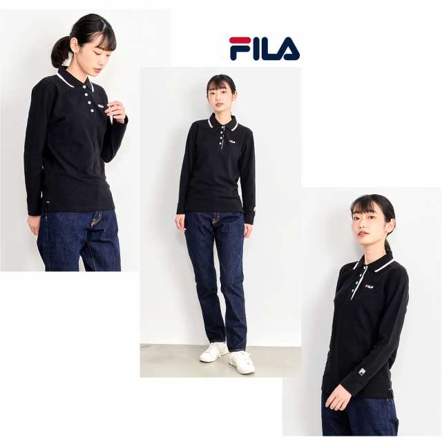 FILA フィラ ポロシャツ レディース ドライ素材 綿 長袖 おしゃれ 可愛い 人気 スポーツ ブランド カットソー ロング ゴルフウェア  トッ｜au PAY マーケット