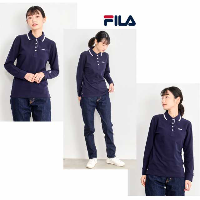 FILA フィラ ポロシャツ レディース ドライ素材 綿 長袖 おしゃれ