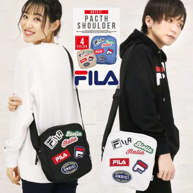 ショルダーバッグ Fila フィラ レディース メンズ ブランド 縦型 ワッペン おしゃれ 原宿系 人気 黒 白 大人 高校生 中学生 かわいい カの通販はau Pay マーケット Outfit Au Pay マーケット店