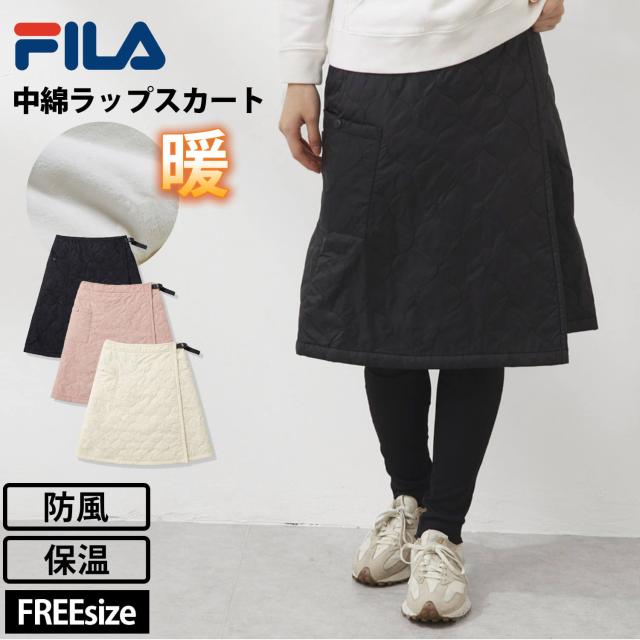FILAGOLF フィラゴルフ レディース ゴルフウェア ラップスカート 中綿入り ロング丈 裏起毛 防風 保温 あったか 冬用 キルトスカート スポーツウェア ブランド ウエスト調整付き ゴルフスカート ボトムス 白 黒 MLLL 秋冬 2025fw karlas