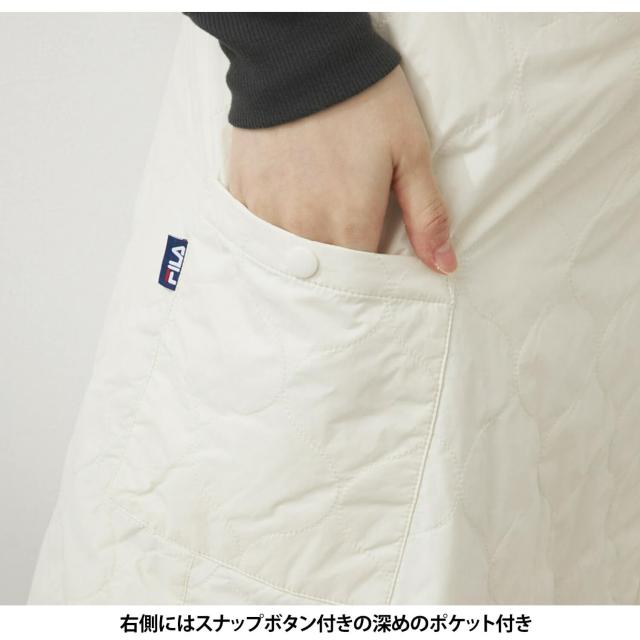 FILAGOLF フィラゴルフ レディース ゴルフウェア ラップスカート 中綿入り ロング丈 裏起毛 防風 保温 あったか 冬用 キルトスカート スポーツウェア ブランド ウエスト調整付き ゴルフスカート ボトムス 白 黒 MLLL 秋冬 2025fw karlas_10