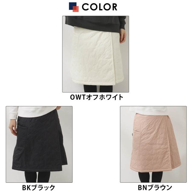 FILAGOLF フィラゴルフ レディース ゴルフウェア ラップスカート 中綿入り ロング丈 裏起毛 防風 保温 あったか 冬用 キルトスカート スポーツウェア ブランド ウエスト調整付き ゴルフスカート ボトムス 白 黒 MLLL 秋冬 2025fw karlas_12