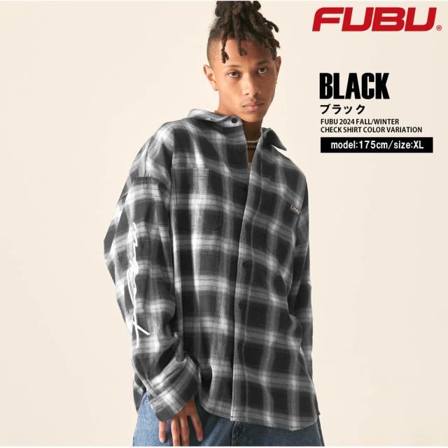 【 10%OFF】 FUBU フブ チェックシャツ メンズ 長袖 秋 冬 ワイシャツ カジュアルシャツ トップス ブランド 刺繍 胸ポケット付き XL XXL オーバーサイズ ゆったり 大きいサイズ アメカジ レディース ユニセックス 男女兼用 2024fw outfit_1