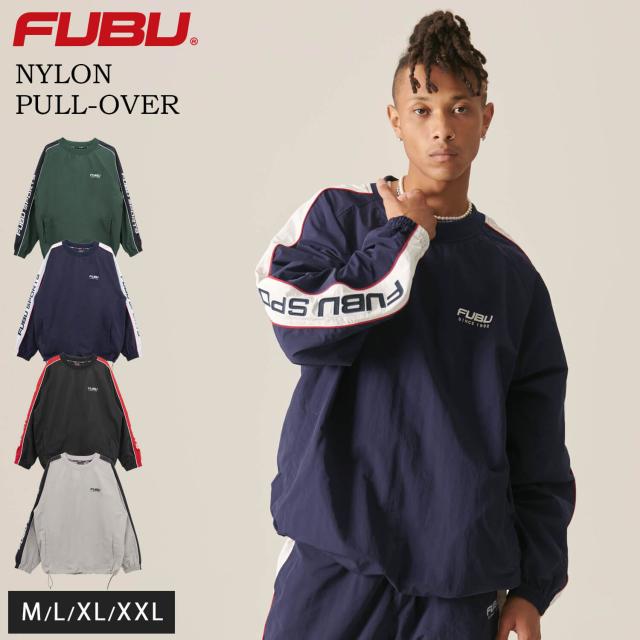 【期間限定セール】 FUBU フブ シャツ メンズ ナイロン プルオーバー 秋 冬 ナイロンジャージ ドローコード ルーズシルエット トップス ブランド ロゴ 大きいサイズ XL XXL アメカジ レディース ストリート系 2024fw outfitの通販は