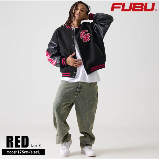 FUBU フブ ジャケット メンズ 長袖 レザージャケット MA-1 フェイク