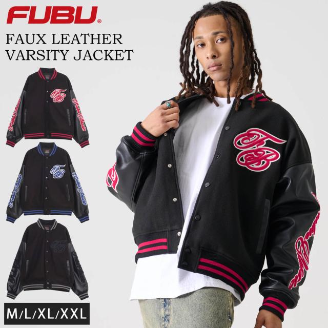 FUBU フブ ジャケット メンズ 長袖 レザージャケット MA-1 フェイクレザー バーシティジャケット キルティング アウター ブルゾン ブランド 刺繍 春 秋 冬 XL XXL オーバーサイズ アメカジ レディース ストリート系 2025fw karlas