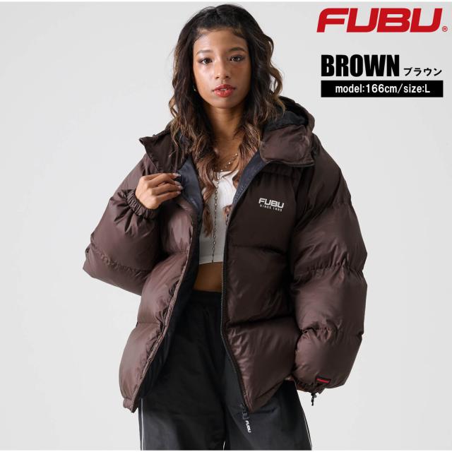 FUBU フブ 中綿ジャケット メンズ フード付き ナイロンツイル 長袖 ジャンパー アウター 防寒 保温 あったか ロゴ バックプリント ブランド 秋冬 オーバーサイズ XL XXL 大きいサイズ アメカジ レディース ストリート系 黒 2025fw karlas_7