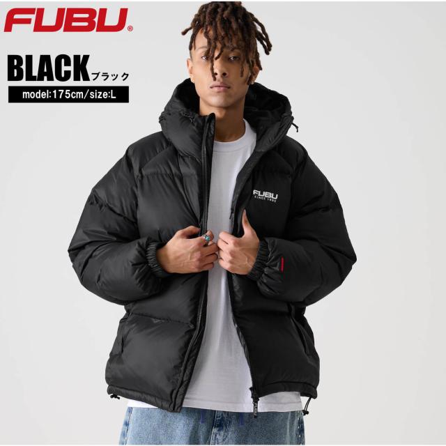 FUBU フブ 中綿ジャケット メンズ フード付き ナイロンツイル 長袖 ジャンパー アウター 防寒 保温 あったか ロゴ バックプリント ブランド 秋冬 オーバーサイズ XL XXL 大きいサイズ アメカジ レディース ストリート系 黒 2025fw karlas_8