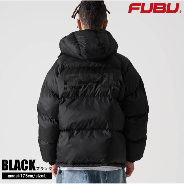 FUBU フブ 中綿ジャケット メンズ フード付き ナイロンツイル 長袖 ジャンパー アウター 防寒 保温 あったか ロゴ バックプリント ブランド 秋冬 オーバーサイズ XL XXL 大きいサイズ アメカジ レディース ストリート系 黒 2025fw karlas_9