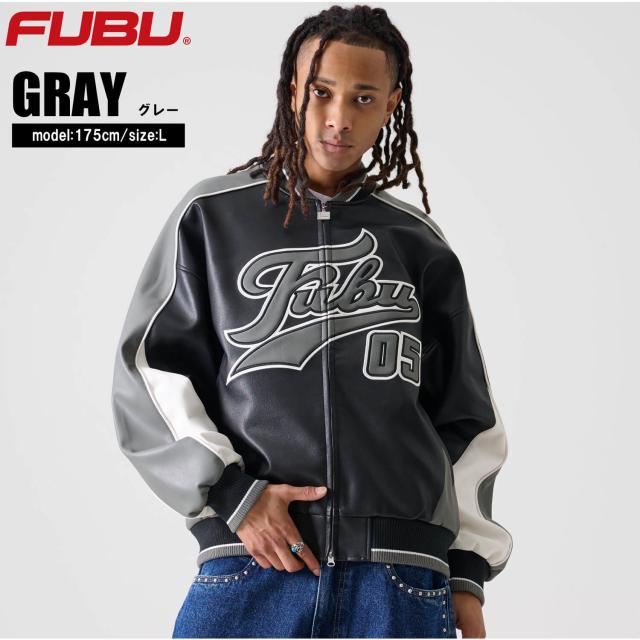 FUBU フブ ジャケット メンズ 長袖 レザージャケット MA-1 フェイク