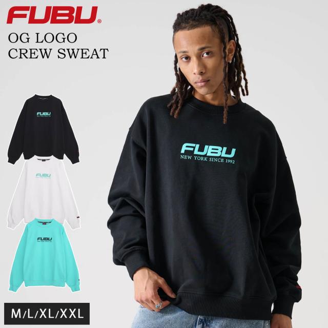 FUBU フブ スウェット メンズ 長袖 春 秋 冬 トレーナー プルオーバー 裏毛 綿100% クルーネック トップス ブランド ロゴ 大きいサイズ ゆったり XL XXL オーバーサイズ コットン アメカジ レディース 2025fw 黒 白 karlas