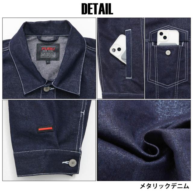 FUBU フブ ジャケット メンズ 長袖 デニムジャケット Gジャン デニム ジャンパー アウター ブランド 刺繍 春 秋 冬 XL XXL オーバーサイズ アメカジ レディース ストリート系 紺 2025sp outfit_11