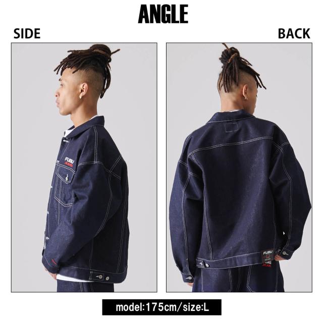 FUBU フブ ジャケット メンズ 長袖 デニムジャケット Gジャン デニム ジャンパー アウター ブランド 刺繍 春 秋 冬 XL XXL オーバーサイズ アメカジ レディース ストリート系 紺 2025sp outfit_12