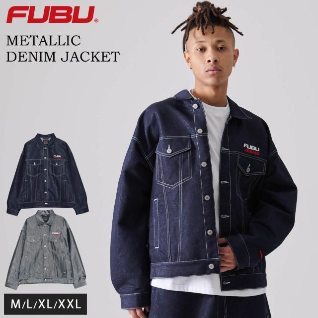 FUBU フブ ジャケット メンズ 長袖 デニムジャケット Gジャン デニム ジャンパー アウター ブランド 刺繍 春 秋 冬 XL XXL オーバーサイズ アメカジ レディース ストリート系 紺 2025sp outfit