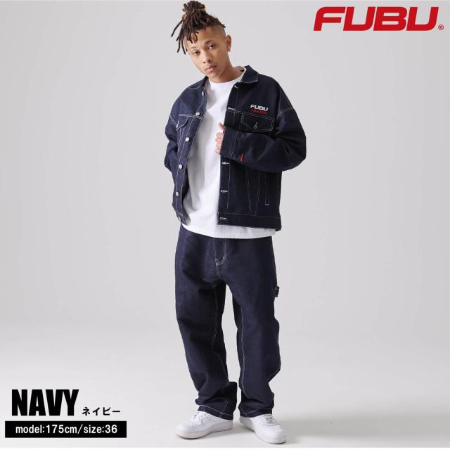 FUBU フブ デニムパンツ メンズ ロングパンツ ワイドパンツ ジーパン Gパン ボトムス ブランド 刺繍 春 秋 冬 XL XXL オーバーサイズ ゆったり アメカジ レディース ストリート系 紺 2025sp outfit_4