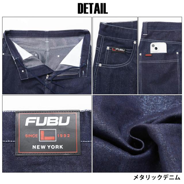 FUBU フブ デニムパンツ メンズ ロングパンツ ワイドパンツ ジーパン Gパン ボトムス ブランド 刺繍 春 秋 冬 XL XXL オーバーサイズ ゆったり アメカジ レディース ストリート系 紺 2025sp outfit_11
