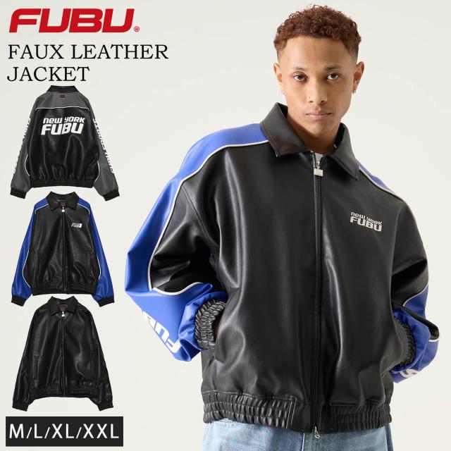 FUBU フブ ジャケット メンズ 長袖 レザージャケット フェイクレザー PUレザージャケット アウター ブルゾン ブランド 刺繍 春 秋 冬 XL XXL オーバーサイズ アメカジ レディース ストリート系 黒 2026SP karlas