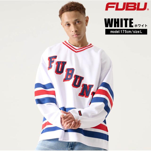 FUBU フブ ゲームシャツ メンズ 長袖 シャツ ヒップホップ 長袖シャツ ナンバー ホッケーシャツ ロンT ロングTシャツ ユニフォーム オーバーサイズ ビッグシルエット ダンス レディース XL XXL 白 黒 青 2026SP 春夏 Karlas_2