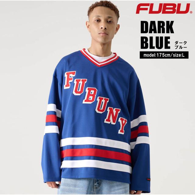 FUBU フブ ゲームシャツ メンズ 長袖 シャツ ヒップホップ 長袖シャツ ナンバー ホッケーシャツ ロンT ロングTシャツ ユニフォーム オーバーサイズ ビッグシルエット ダンス レディース XL XXL 白 黒 青 2026SP 春夏 Karlas_5