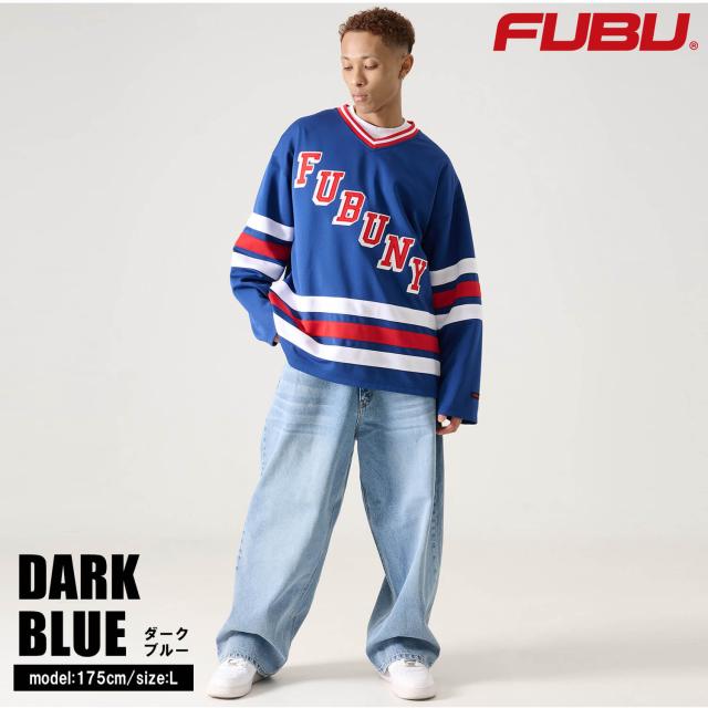 FUBU フブ ゲームシャツ メンズ 長袖 シャツ ヒップホップ 長袖シャツ ナンバー ホッケーシャツ ロンT ロングTシャツ ユニフォーム オーバーサイズ ビッグシルエット ダンス レディース XL XXL 白 黒 青 2026SP 春夏 Karlas_6